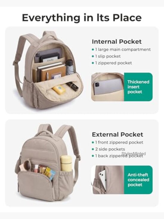Lightweight Quilted Puffer Mini Backpack with Detachable Pouch Set main image 4